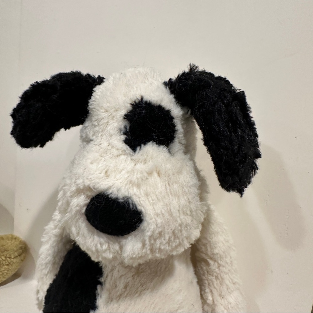 Jellycat London Bashful Puppy Black & Cream Plush Stuffed Animal Medium 12” - Picture 2 of 8